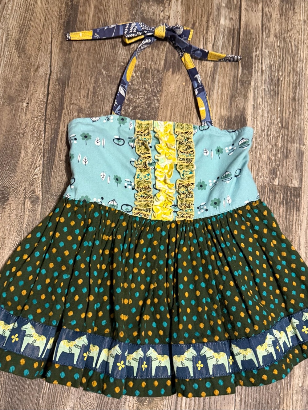 Girls' Multi-Color Halter Sundress with Ruffle Trim